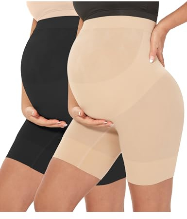 MUSIDORA Maternity Shapewear Underwear Maternity Panties Plus Size Maternity Dresses Shapewear (Nude+Black XXXL)