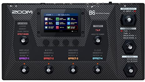 ZOOM B6 Multi-effektpedal för bas, Pedalboard med 9 fotomkopplare, pekskärm, DI-boxar och looper för studio och scen