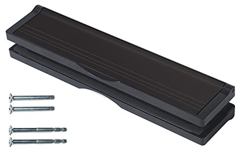 Keypak 12 inch (30.6cm) Door Letterbox - Fits 40-80mm Doors, Anti-Snap Flap, Internal Draught Excluder Brush, Adjustable Letter Box for UPVC Composite Wood Doors (Black/Black)