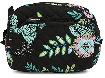 Vera Bradley Women's Cotton Medium Cosmetic Makeup Organizer Bag, Island Garden - Recycled Cotton, One Size