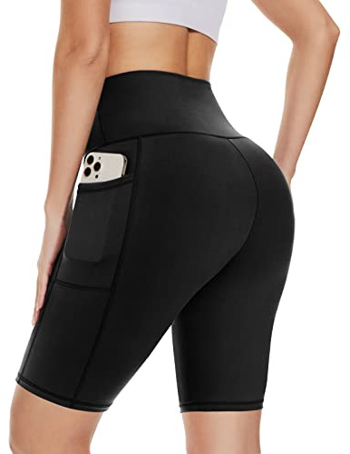 DDOBB Cycling Shorts Women with Pockets High Waist Tummy Control Gym Shorts