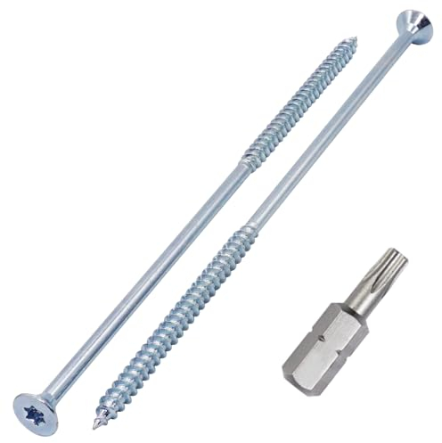 SKIR'CO (10 uds) Tornillos para madera de acero galvanizado, 6,0 x 180 mm, Torx de cabeza avellanada, tornillos para aglomerado, parcialmente roscados