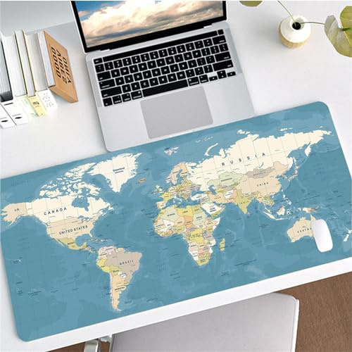 Hixingo Modello del Mondo Tappetino Mouse, Tappetino Mouse XXL/XL/L, Tappetino Mouse Gaming con Base in Antiscivolo e Bordi Cuciti, Mouse Pad per Ufficio e Casa (700x300x3mm,blu)