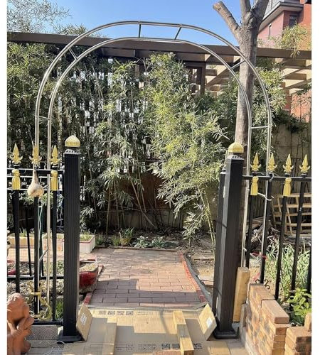 Arco de jardín de acero inoxidable para rosas, resistente a la intemperie, arco de metal para jardín, césped, terraza, ayuda para rosas