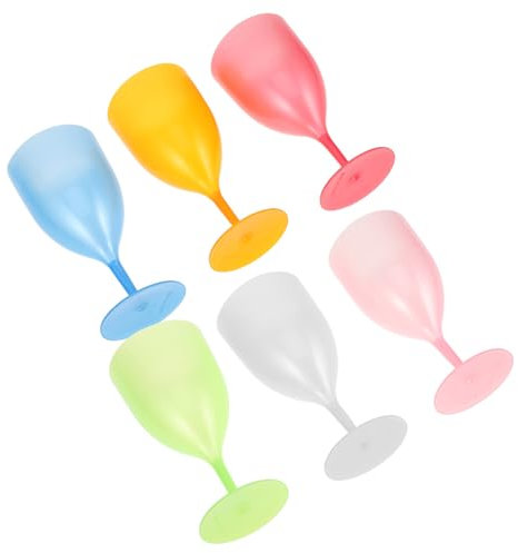 BESTOYARD Copas De Vino De Plástico Coloridas Para Fiesta Juego De 6 Piezas Irrompibles Reutilizables Diseño Elegante Ideales Para Pascua y Celebraciones Familiares
