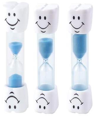 ZWWOGE 3 pcs Relojes Arena para Cepillarse Los Dientes para Niños, Temporizador para Cepillarse Los Dientes, Relojes de Arena Divertidos de 1 Minuto, 3 Minutos y 5 Minutos (Azul)