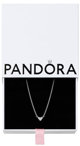 PANDORA Triple Stone Heart Collier Necklace-With Gift Box