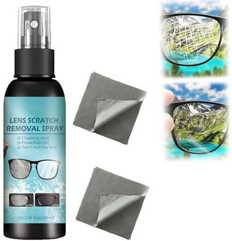 Spray de Eliminación de Arañazos de Lentes,100ml Spray Reparador de Lentes,Líquido de Reparación de Cristales para Lentes,con 1 Paño de Limpieza