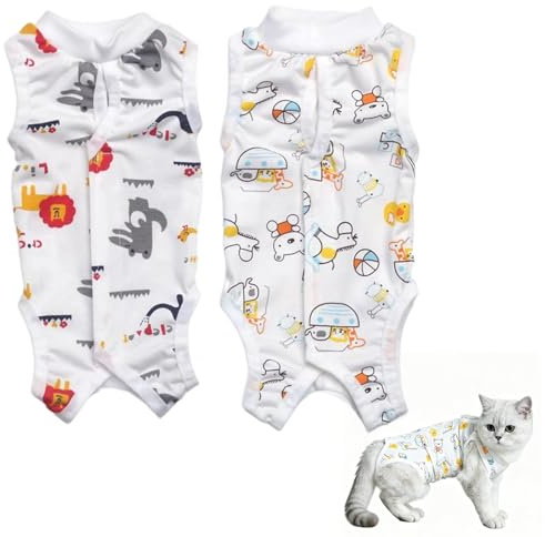 Paquete de 2 trajes de recuperación transpirables para gatos, body postoperatorio para gatitos después de la cirugía, body para gatitos hembras esterilizadas para después de la cirugía, heridas