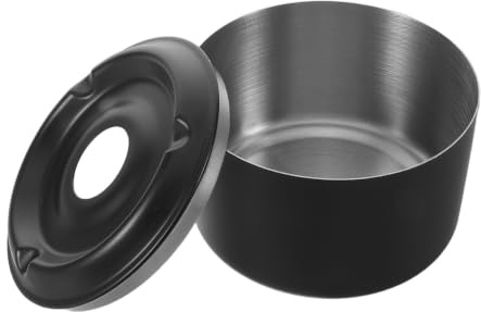 HEATSHAKING Cenicero de Acero Inoxidable Negro con Tapa Abatible y Forma de Embudo, Diseño Moderno, Fácil de Agarrar y Evita Dispersión, Adecuado para Barras y Balcones