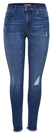 ONLY NOS Damen onlBLUSH MID ANK RAW JEANS REA2077 NOOS Skinny Jeans,, per pack Blau (Medium Blue Denim Medium Blue Denim), 38/L30 (Herstellergröße: M)