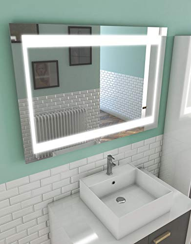AURLANE Miroir Salle de Bain LED Auto-éclairant Chronos 100x70x4.5cm