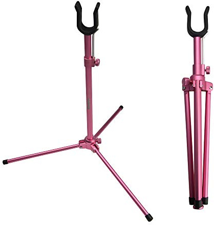 AMEYXGS Archery Recurve Bow Stand Fold Aluminum Alloy Bow Holder for Shooting (pink)