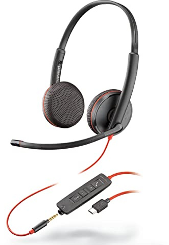 Plantronics - Blackwire 3225 - Wired Dual-Ear (Stereo) Headset with Boom Mic - USB-C to connect to your Mobile, PC or Mac