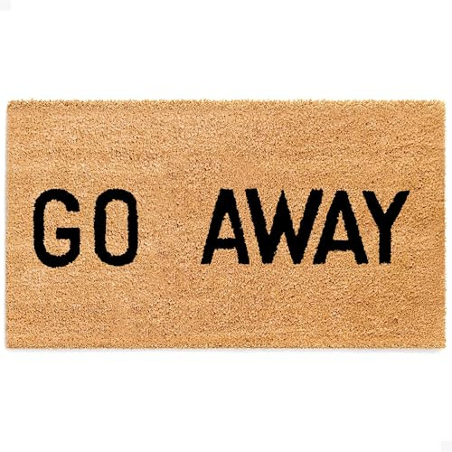 THEODORE MAGNUS Funny Door Mat - Welcome Mat for Front Door with Non-Slip Backing - Durable Coir Doormat - Perfect for Outside Entrance Matt - Outdoor/Indoor - Go Away - 17 x 30