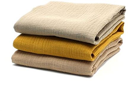 VmG-Store 3 x muslinset på varje 0,5 m x 1,35 m, dubbel gauze tyg 100 % bomullstyg Tex Standard 100 (set om 3 0,5 m, set 03)