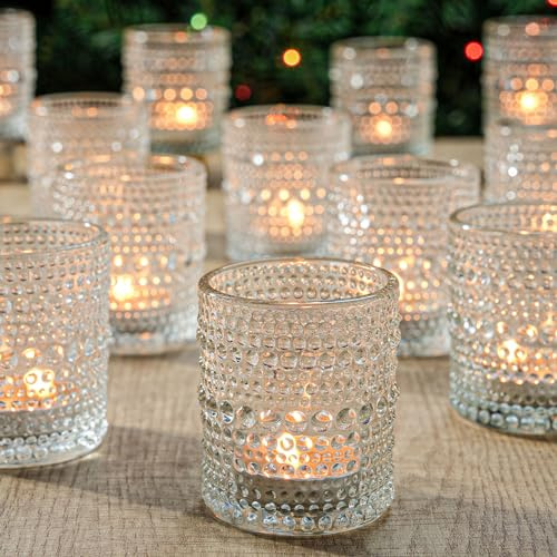TRIRITE 36 Pcs Clear Votive Candle Holders for Wedding, 2x2.5 Elegant Tealight Candle Holder, Vintage Tea Light Holders for Bridal Shower & Table Centerpieces