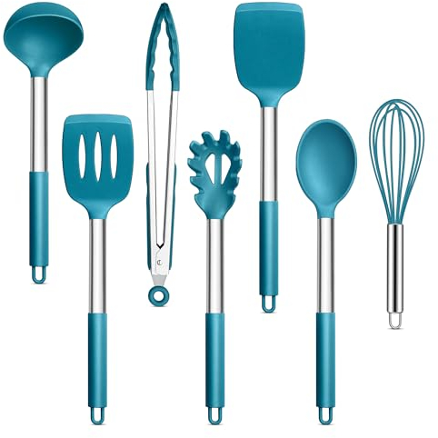 Joyfair Set di utensili da cucina in silicone da 7 pezzi (blu)