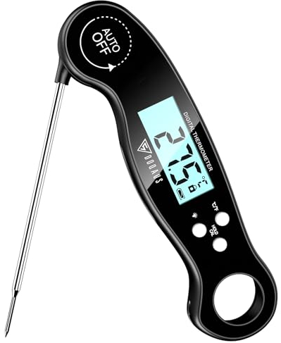 DOQAUS Termometro da Cucina Digitale, Termometro Cucina Lettura Istantanea 3s con Sonda Pieghevole, Retroilluminazione, IPX6 Impermeabile & Magnete, Termometro Carne per BBQ Latte Vino Acqua Alimenti