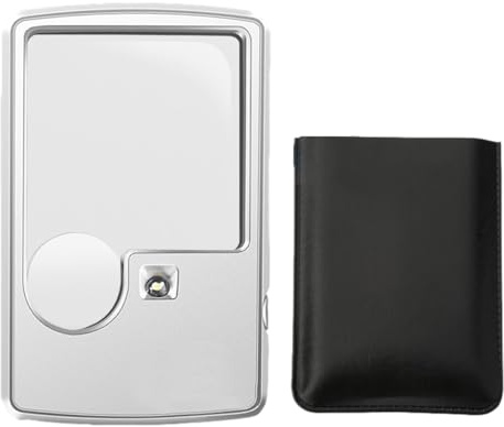 Lupa de bolsillo con luz, lupa LED 3X 6X en tamaño de bolsillo, lupa tipo tarjeta LED de alta definición, funciona con pilas para joyas, manuales, investigación