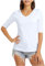 UK Women Basic Half Sleeve V-Neck T-Shirt Casual Solid Slim Tops Plus Size Soft Tees Summer Spring Soft ClothesA- A-White