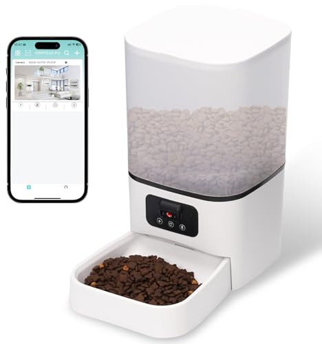 6L Comedero Gato Automático,Dispensador de Comida Inteligente con Wi-Fi 2.4G,Dispensador De Comida Seca para Gatos O Perros con Control por Aplicación de 1 A 10 Comidas Al Día, Color Blanco