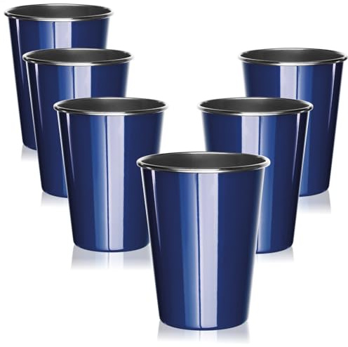 COM-FOUR® 6x högkvalitativa dricksmuggar i rostfritt stål i blått, 500 ml styck - perfekt följeslagare för trädgård, camping, utomhus och resor - robusta, splittersäkra, rostfria och BPA-fria