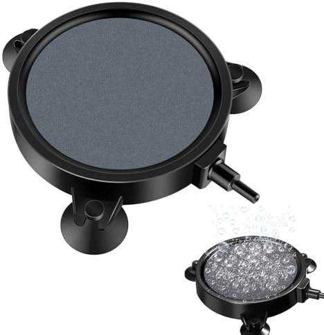 JDCMEI Aquarium Pierre à Air Disqu, Barboteur pour Aquariums, Aquarium Air Pierre Bulle Disque, 12cm Disque de Pierre à Air, Connecté Tuyau de 4 mm / 8 mm, pour étangs, Aquariums et Aquariums
