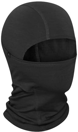 DANISH ENDURANCE 100% Merino Sturmhaube, Leichte Balaklava für kaltes Wetter, Unisex, Herren und Damen, Schwarz, S/M