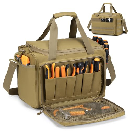 BAGZY Verktygsväska 900D Oxford vattentät taktisk väska 40x30x25cm med DIY partition montering multifunktion flera fickor Elektriker Verktygsväska med skulderband justerbar för Handverkare