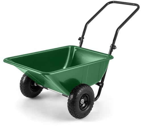 Carriola da giardino a 2 ruote, resistente, 80 l, regolabile a 270°, portata fino a 100 kg