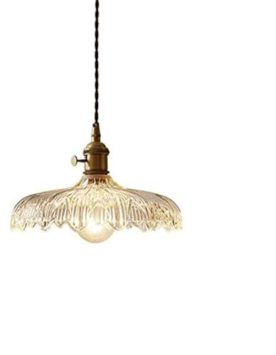 SLFFLS Pendant Ceiling 16 Wide Clear Glass Barn Shaped Nordic Suspension Light, Hanging Chandelier with Scalloped Edge for Dining Room, Bedroom, Kitchen, Bar(16 inch)