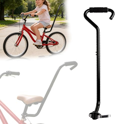 Barre De Poussée pour Vélo, Barre De Poussée D'Équilibre, Poignée De Sécurité pour Vélo en Alliage D'aluminium, Poignée De Poussée d'apprentissage De Vélo, Accessoires Auxiliaires De Cyclisme, Noir