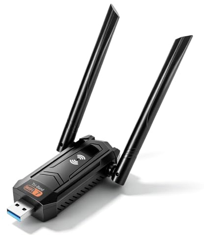 Clé WiFi 7 USB 6500 Mbps, Carte Réseau sans Fil Tri-Bande 2.4/5/6 GHz