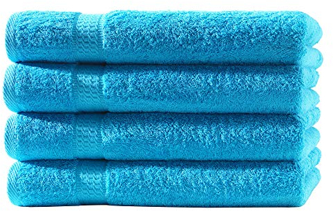 4X Handtuch | Türkis | 100% Baumwolle Frottier | Oeko-TEX® Standard 100 | Premium Qualität 500 g/m²