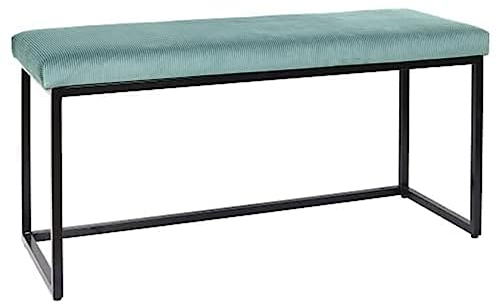 HOME DECO FACTORY - HD6837 Banco Diseño Escandinavo - Terciopelo Azul Pato - Ideal para Salón, Dormitorio o Entrada - Confort Óptimo - Dimensiones 100 x 39 x 49 Cm