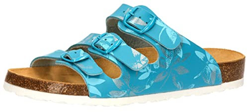 Lico Damen Bioline Leave Hausschuhe, türkis/Silber, 38 EU