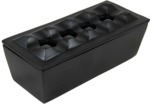 Cigar Ashtray made from Aluminum Metal/Wind Resistant Ashtray for Cigars to Cigarillos,4 Holes Design, Windproof Hand Crafted for indoor and outdoor usage (Black)