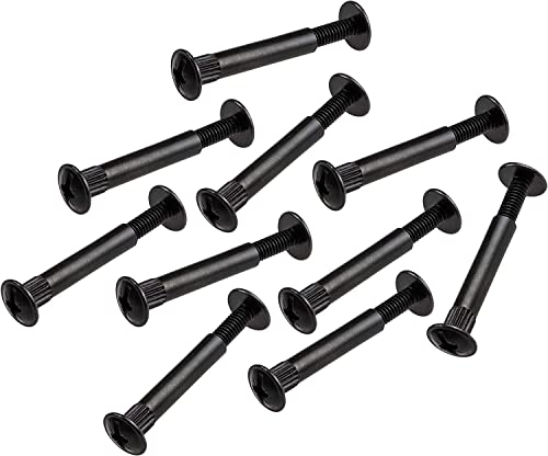 Gedotec 100x Möbelschrauben schwarz M4 | 32-42 mm Holzdicke - Hülsenschrauben | Verbindungsschraube Stahl | Schrankverbinder Kreuzschlitz PZ2 und Flachklinge | Möbelverbinder Schrauben