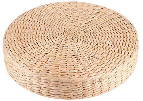 Cuscino piatto in paglia, lavorato a maglia, traspirante, fatto a mano, rotondo, per pouf, tatami, per zen, yoga, cerimonia del tè, finestre, tatami