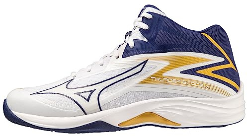 Mizuno Pallavolo Unisex Thunder Blade Z Mid, Bianco Blueribbon MP Oro, 45 EU