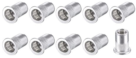 METALLIXITY Rivet Écrous (M8) 50pcs, Aluminium Alliage Moleté Corps Filetage Inserts Écrou - pour Meuble Mécanique Fixations, Argent Ton