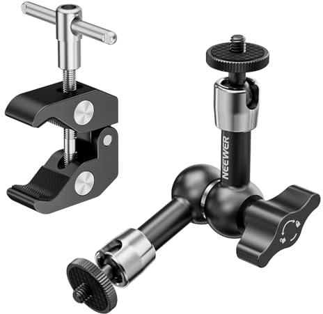 NEEWER 6/15cm Brazo Mágico Ajustable con Súper Clamp, 1/4 y 3/8 Roscas, 1/4 Tornillos para Flash/Luz LED/Micrófono/Monitor, Compatible con SmallRig Jaula Cámara, Carga Máxima: 4,4lb/2kg, ST15C