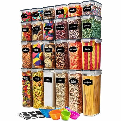 GRANZ Food Storage Container Pack Of 24| Airtight Food Storage Container with lid | Kitchen storage & Food Container Set | Cereal Food Storage Containers for Sugar,Flour and Dry Food