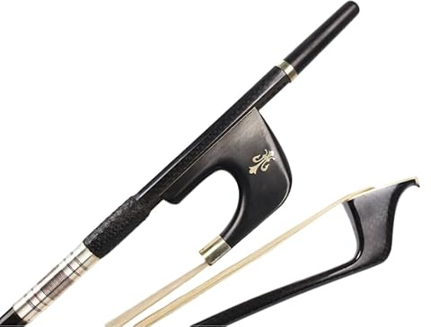 YoungMonic Geflochtener 3/4 aufrechter Kontrabassbogen aus Kohlefaser, deutscher Bassbogen mit hohem Griff (3/4)