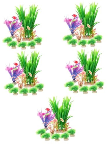 BESPORTBLE 5 Ensembles Fournitures D'Aquarium en Plastique Plantes Aquatiques Décorations D'Aquarium Accessoires Grands Et Hauts pour Aquarium 8 pièces * 5
