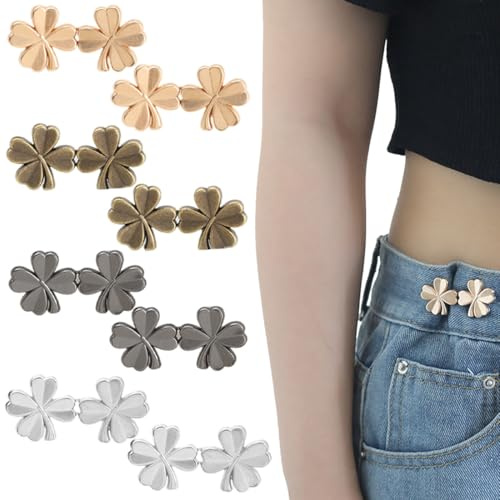 GXGM Ajustador de Cintura para Pantalón, Botones de Jeans Ajustables, Botones de Estrella Desmontables para Ajustar Jeans, Alfileres de Botones para Jeans, Botón de Ajustador de Pantalón, 8 Pares