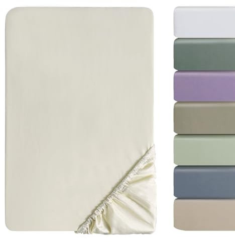 SOULFUL Satin Spannbettlaken 160x200cm Baumwolle, 100% Langstapelige Baumwolle Bettlaken Spannbettlaken bis 25cm Matratzenhöhe für Allergiker Geeignet, Oeko-Tex Zertifiziert-Beige