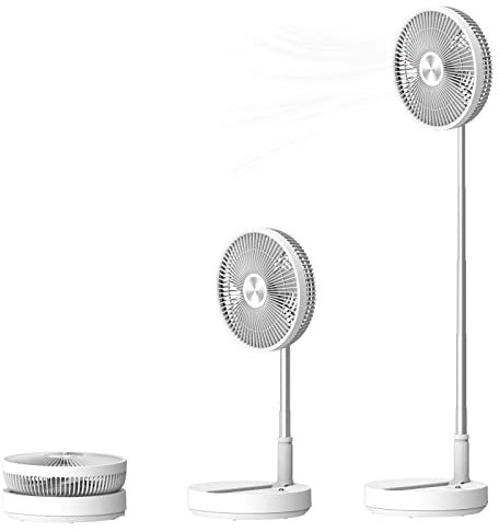 Greheywos 9 Foldable Rechargeable Oscillating Fan 7200mAh Battery Operated Small Fan Remote, Quiet Table Standing Pedestal Fans for Bedroom Office Camping Travel