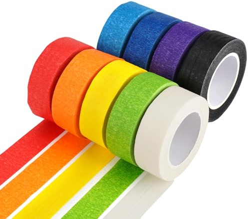9 Rouleaux Iridescent Ruban Adhésif Décoratif, 20 mm x 13 m Ruban de Masquage Coloré, pour Travaux Manuels, Cours d'art, Peintres, DIY, Maison, Bureau, Salle de Classe, Bricolage, Scrapbooking